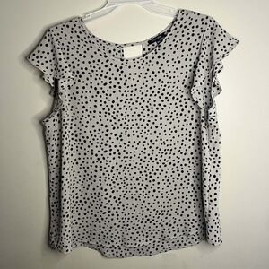 Papermoon Polka Dot Keyhole Back XXL Flutter Sleeve Blouse